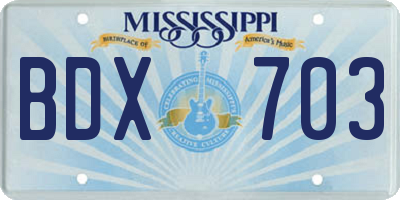 MS license plate BDX703