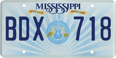 MS license plate BDX718