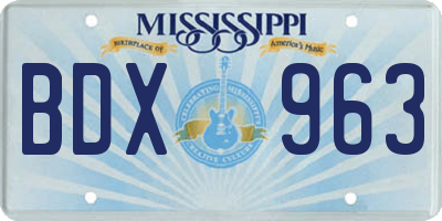MS license plate BDX963