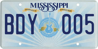 MS license plate BDY005