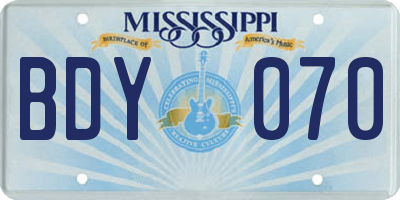 MS license plate BDY070