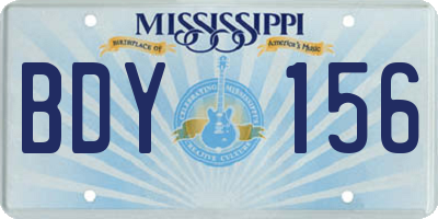 MS license plate BDY156