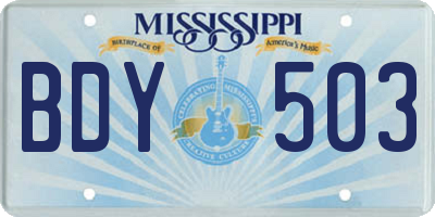MS license plate BDY503
