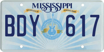 MS license plate BDY617