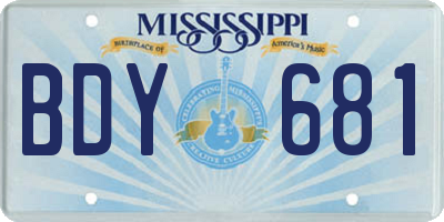 MS license plate BDY681