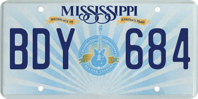 MS license plate BDY684