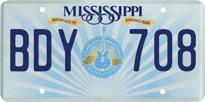 MS license plate BDY708