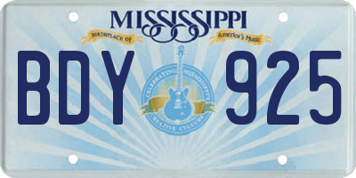 MS license plate BDY925