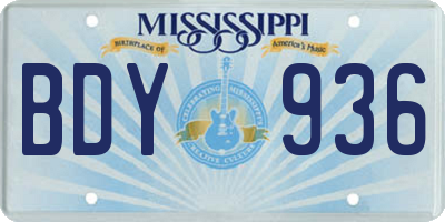 MS license plate BDY936