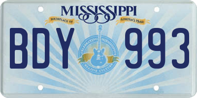 MS license plate BDY993