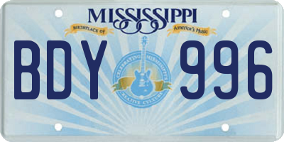 MS license plate BDY996