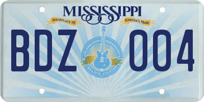 MS license plate BDZ004