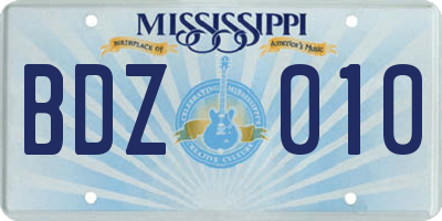 MS license plate BDZ010