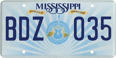 MS license plate BDZ035