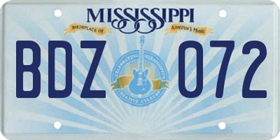 MS license plate BDZ072