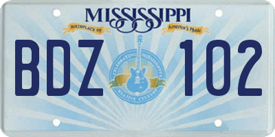 MS license plate BDZ102