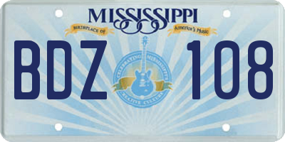 MS license plate BDZ108