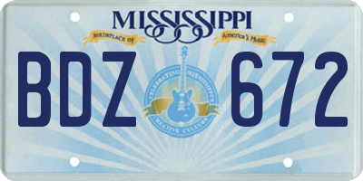 MS license plate BDZ672