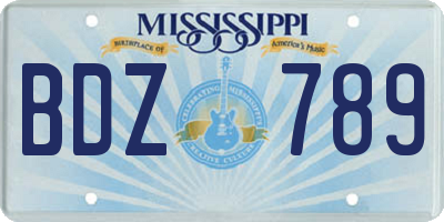 MS license plate BDZ789