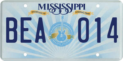 MS license plate BEA014