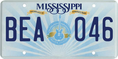 MS license plate BEA046