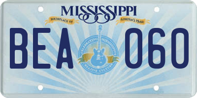 MS license plate BEA060