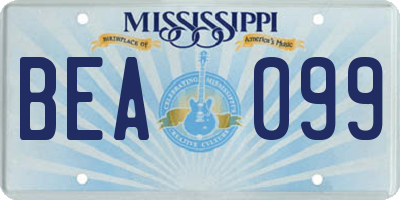 MS license plate BEA099