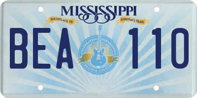MS license plate BEA110