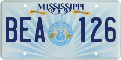 MS license plate BEA126