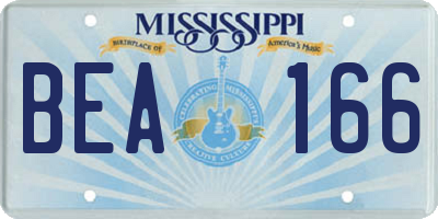 MS license plate BEA166