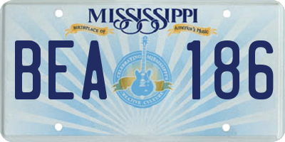 MS license plate BEA186