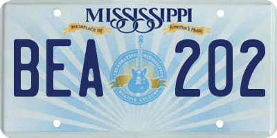 MS license plate BEA202