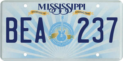 MS license plate BEA237