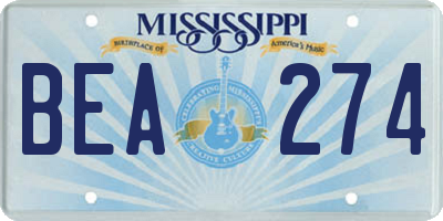 MS license plate BEA274