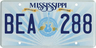 MS license plate BEA288