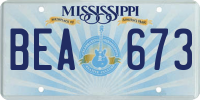 MS license plate BEA673