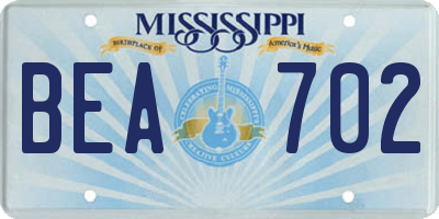 MS license plate BEA702