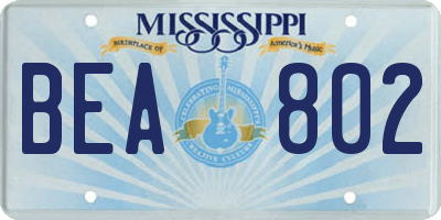 MS license plate BEA802