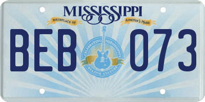 MS license plate BEB073