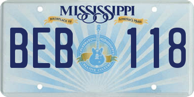 MS license plate BEB118