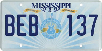 MS license plate BEB137
