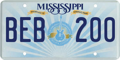 MS license plate BEB200