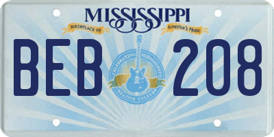 MS license plate BEB208