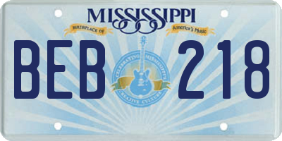 MS license plate BEB218