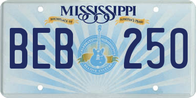 MS license plate BEB250