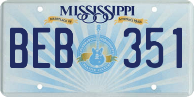 MS license plate BEB351