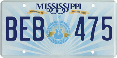 MS license plate BEB475
