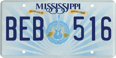 MS license plate BEB516