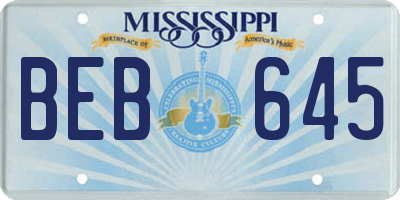 MS license plate BEB645