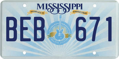 MS license plate BEB671